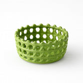 Cesta Decorativa de Cerâmica Vazado com Design Artesanal Cesta Decorativa de Cerâmica Vazado com Design Artesanal Doca Verde
